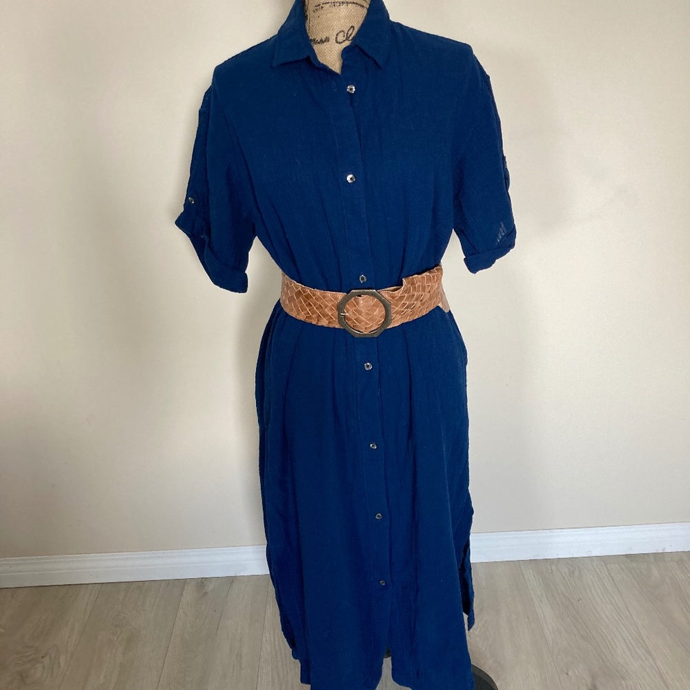 LL Bean 100% Cotton SummerSalt Dress Sz S Brilliant Blue NWT